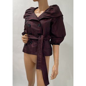 bcbgmaxazria blazer jacket burgundy Taffeta size Small. Balloon sleeves